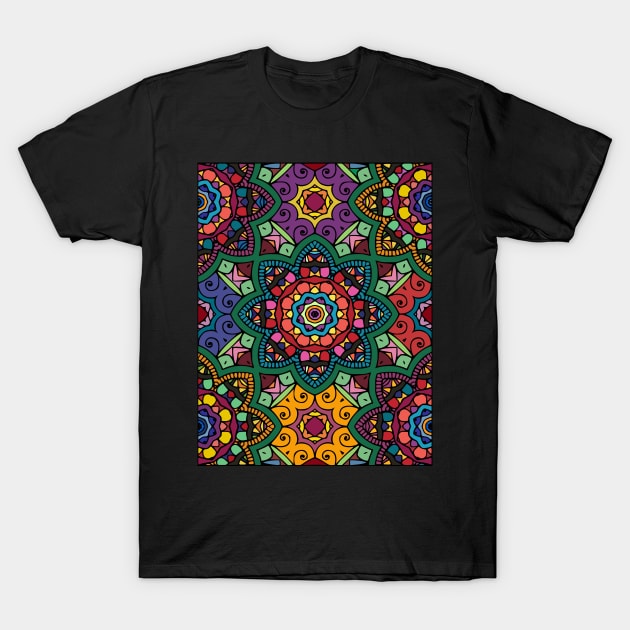 Colorful Mandala Pattern T-Shirt by DragonTees